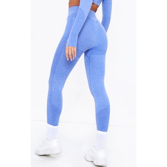 PrettyLittleThing Blue Sport Contour Cut Out Seamless Leggings - Picture 6 of 16